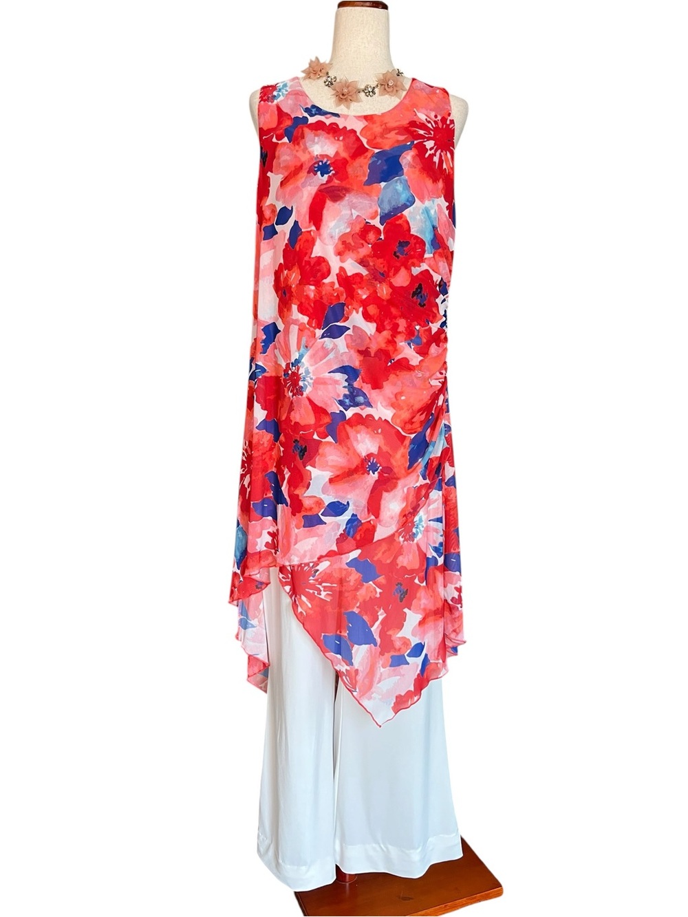 Monroe & Main Floral Drape Overlay Jumpsuit